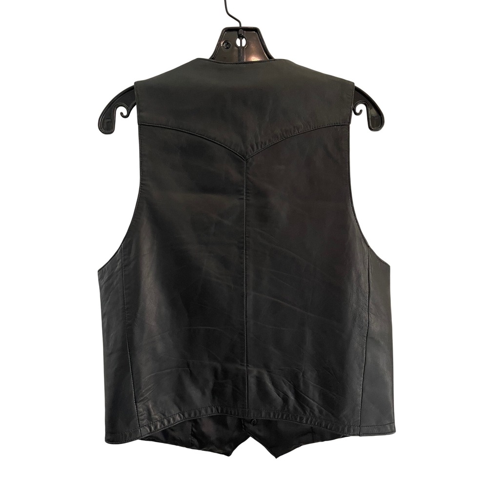 Scully Mens Black Genuine Leather Western Vest Button Front Size 38 Retail $159 - Picture 6 of 6